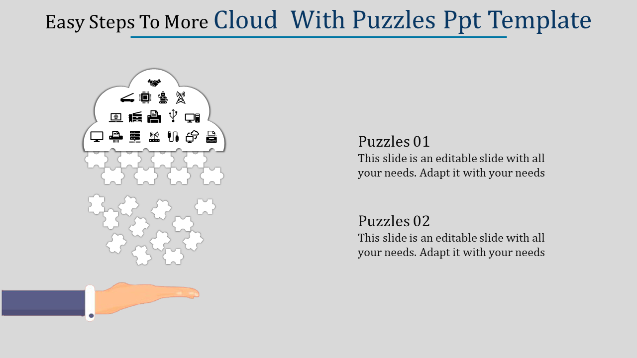 cloud  with puzzles ppt template-Easy Steps To More Cloud  With Puzzles Ppt Template